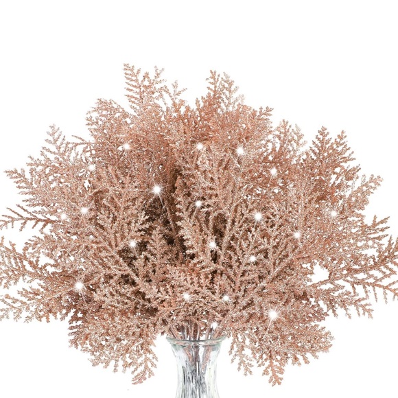 Other - NEW 20Pcs Christmas Glitter Pine Needles Christmas Picks and Sprays Artificial P